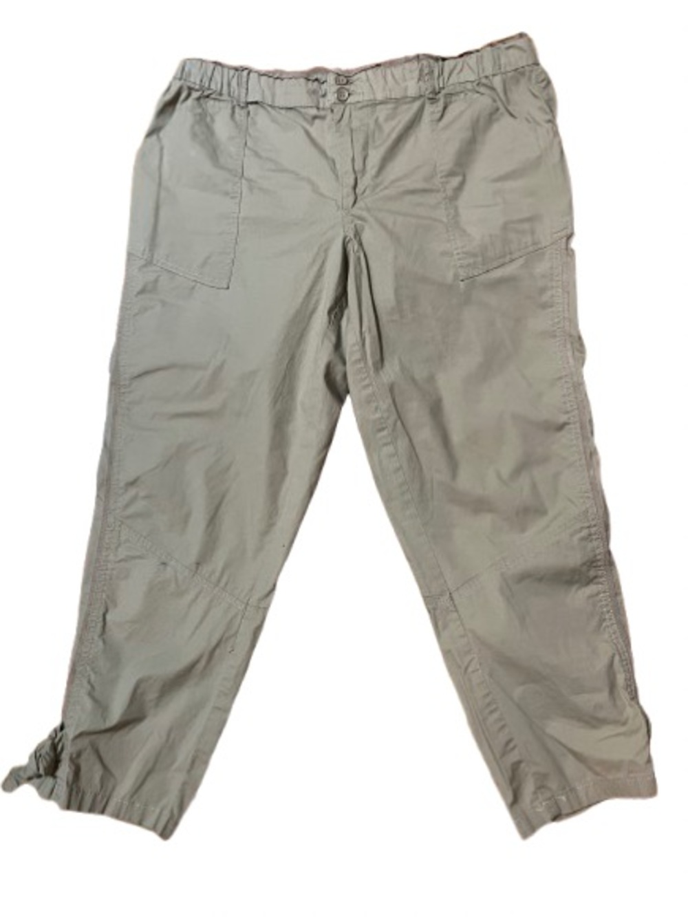 Democracy Lightweight Beige Utility Cargo Cropped Tie Pants Size 12